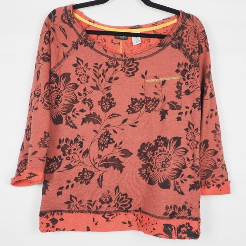 Daytrip Top 3/4 Sleeve Orange Floral S